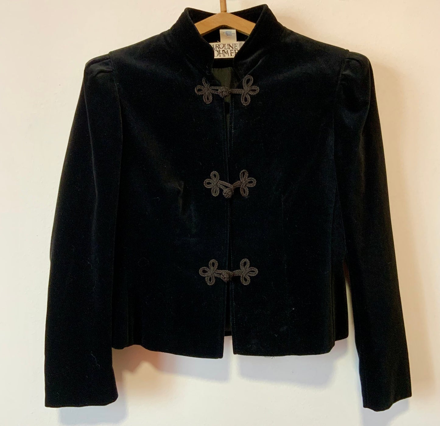 Veste blazer Velours attaches grenouilles Beauté Vintage France 1980