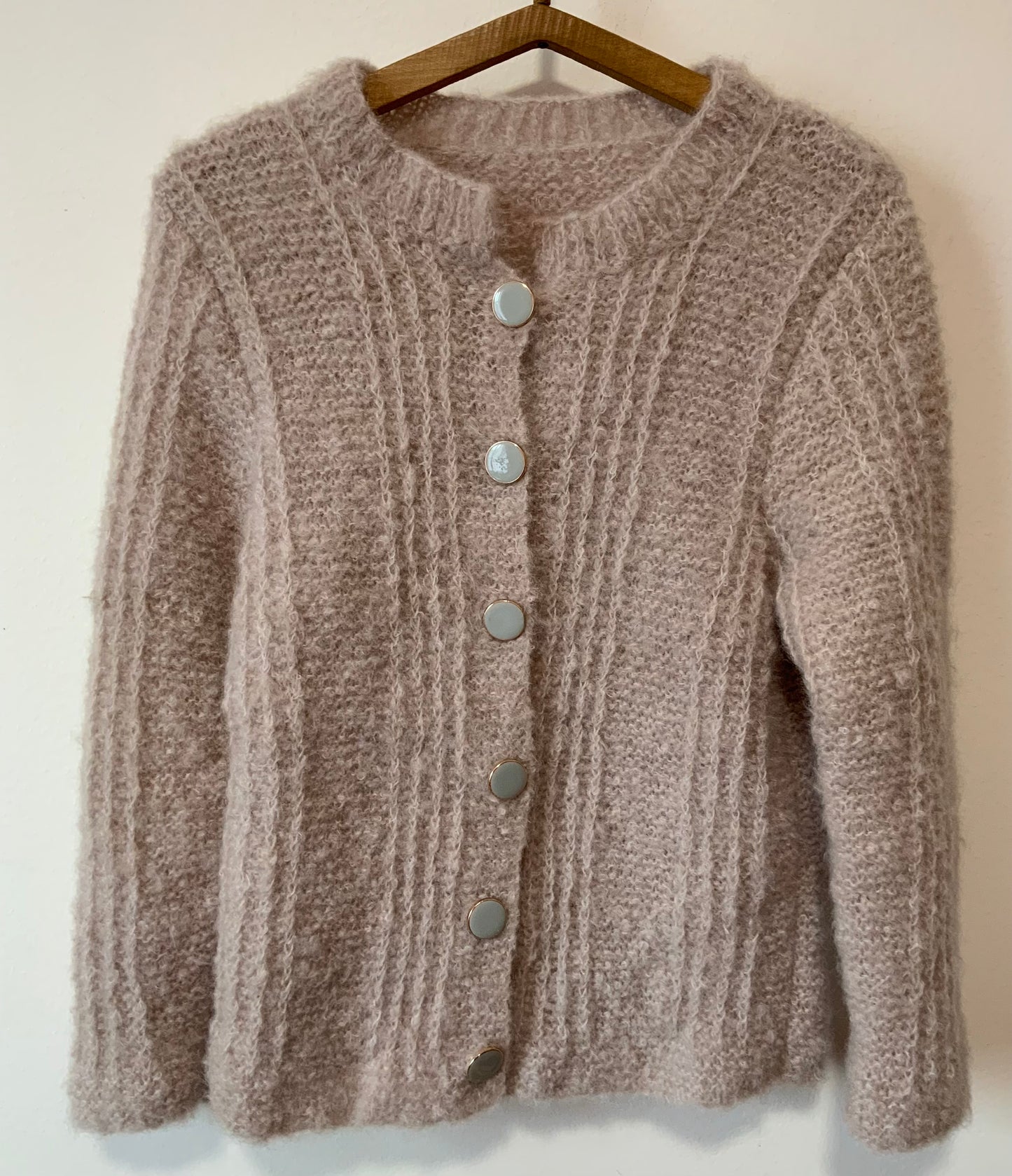 Gilet tricoté main Laine Mohair Vintage