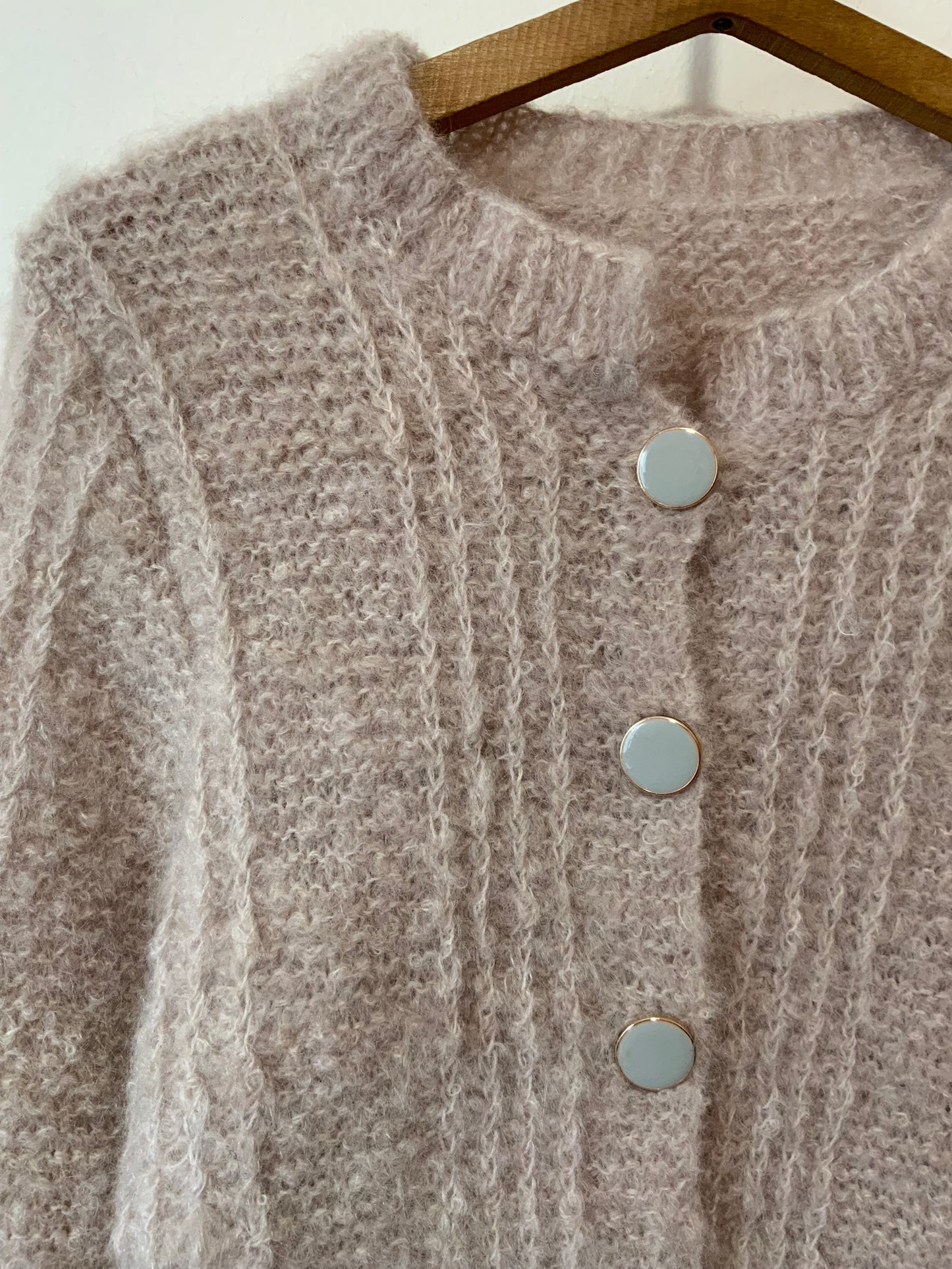 Gilet tricoté main Laine Mohair Vintage