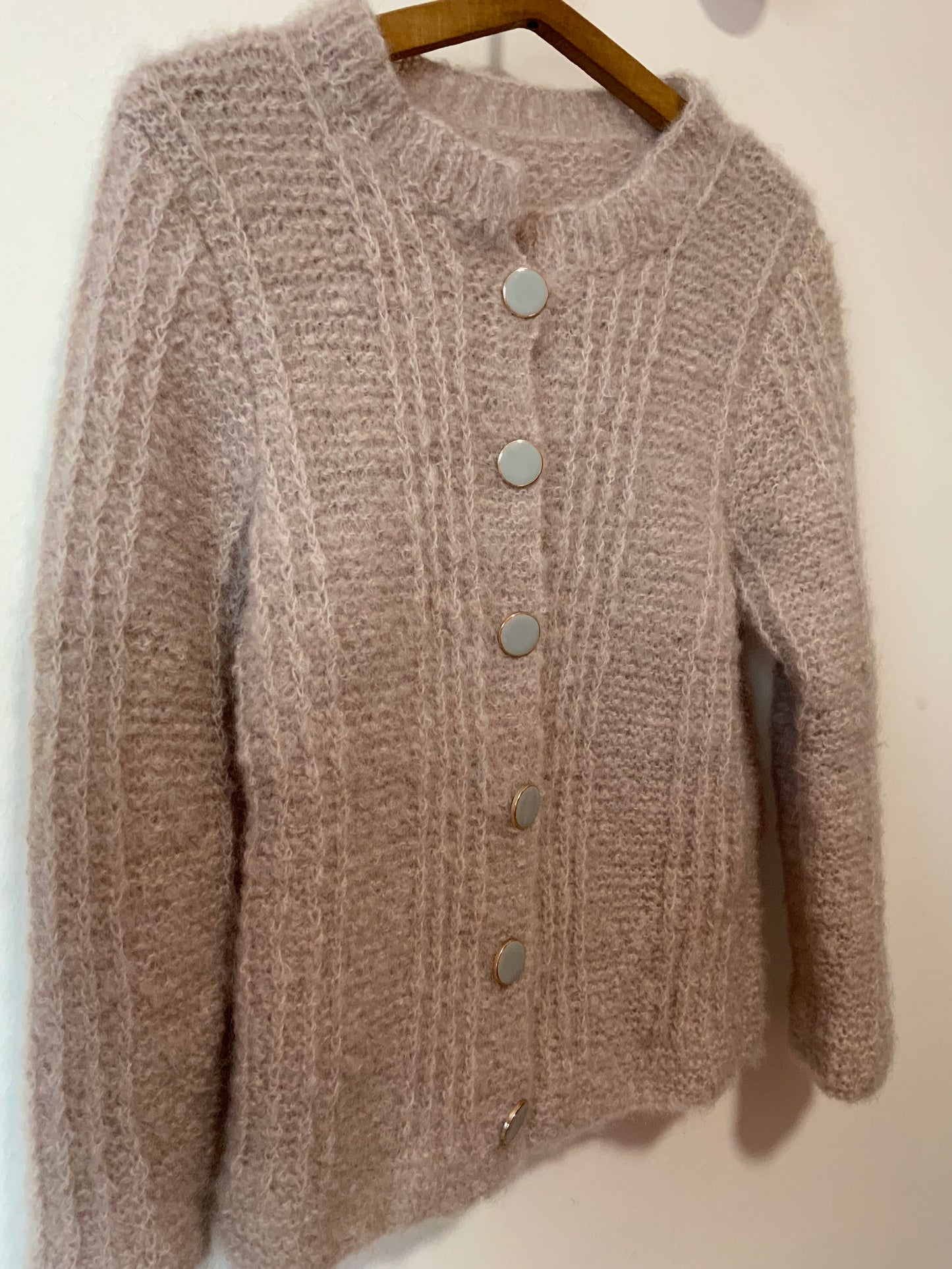 Gilet tricoté main Laine Mohair Vintage