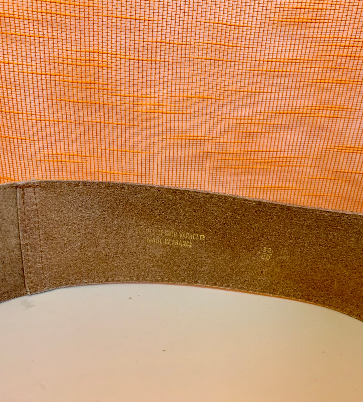 Grosse ceinture Cuir marron et métal doré Vintage France