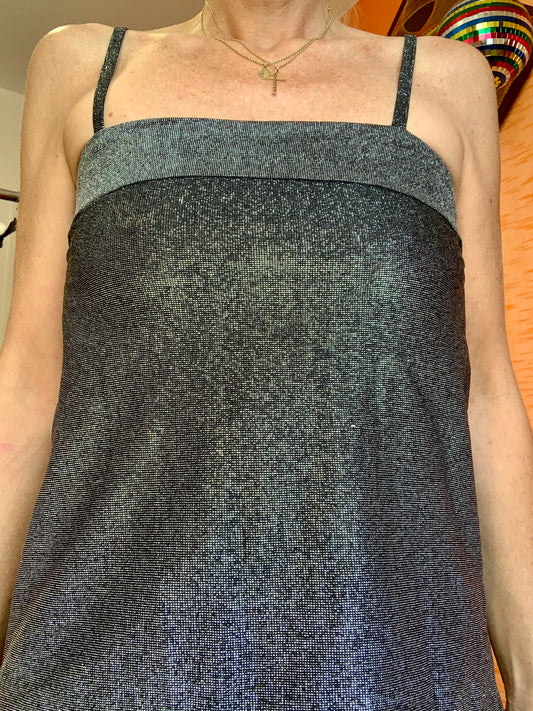 Top débardeur 1980 Vintage France Lurex Pailleté argent Made in France