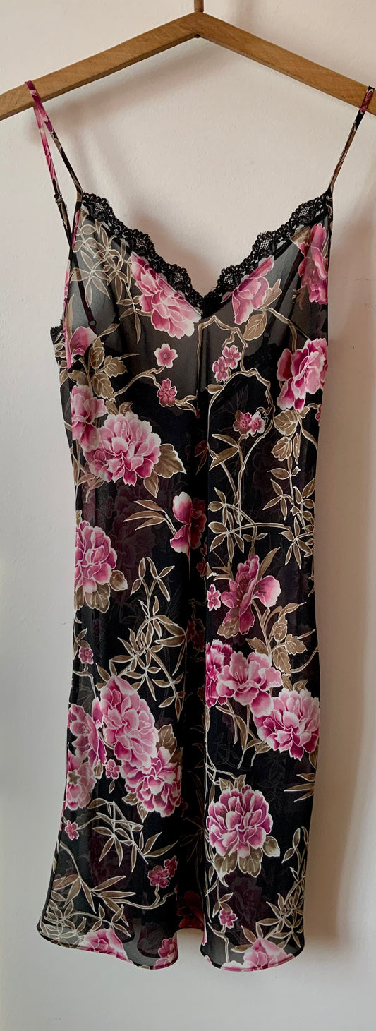 Robe nuisette légère voile épais à fleurs Sexy