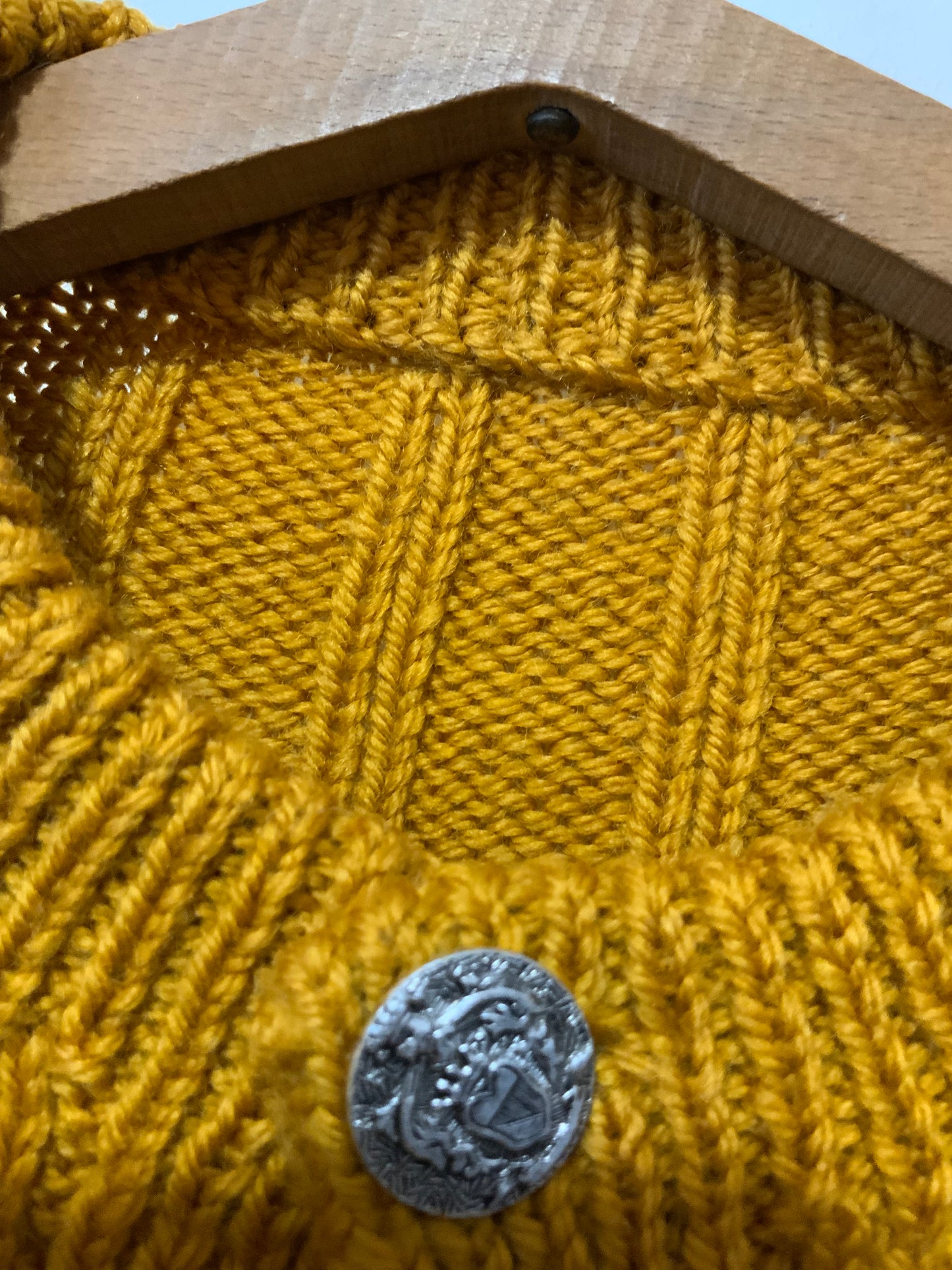 Gilet Tricot grosse Laine Orange fait à la main Vintage boutons métal