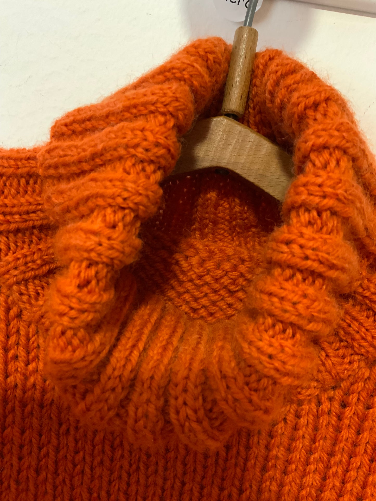 Gros Pull tricoté laine col roulé Orange Vintage