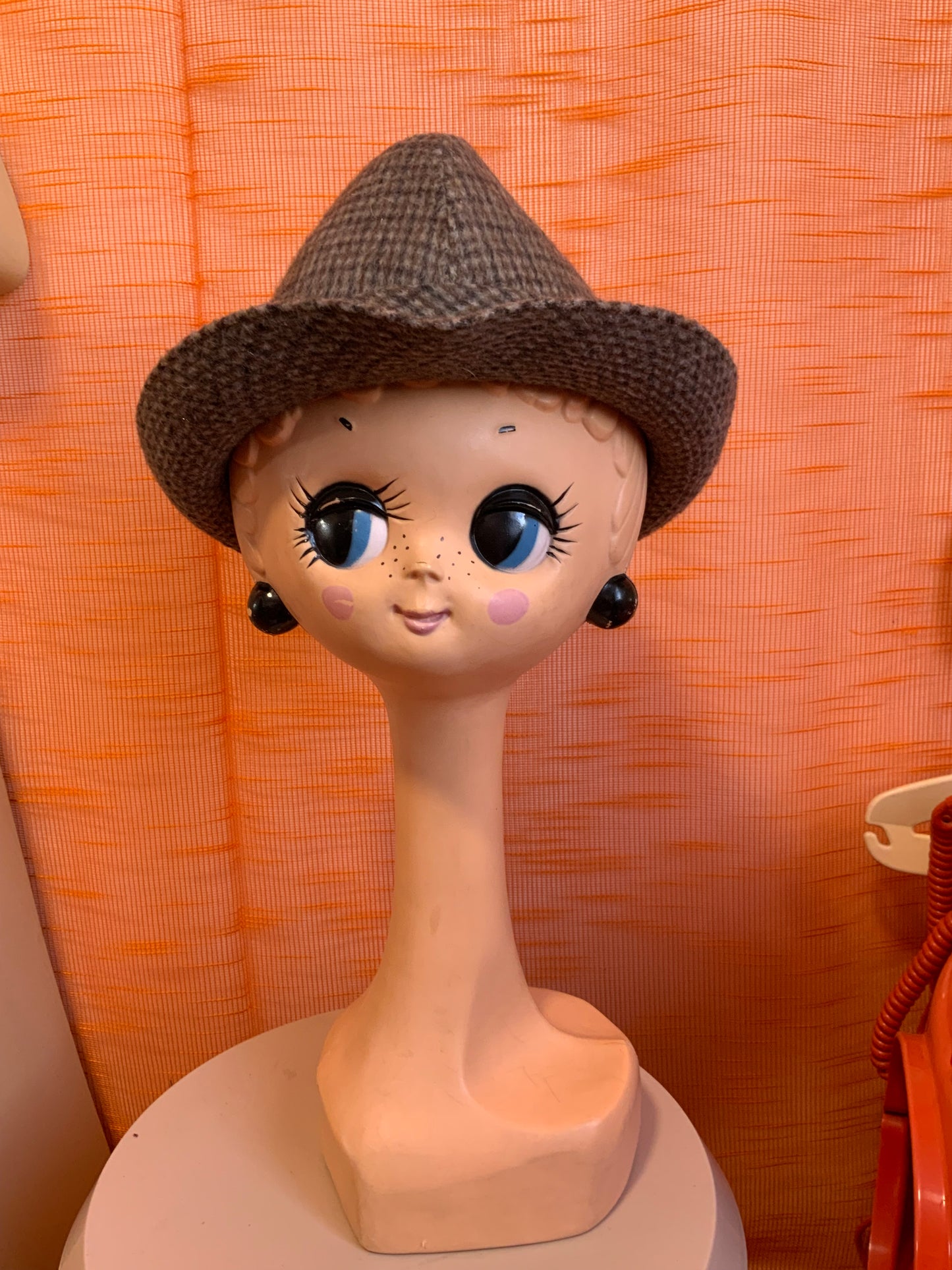 Chapeau à carreaux Laine Vintage 1970 France Imperméabilisé