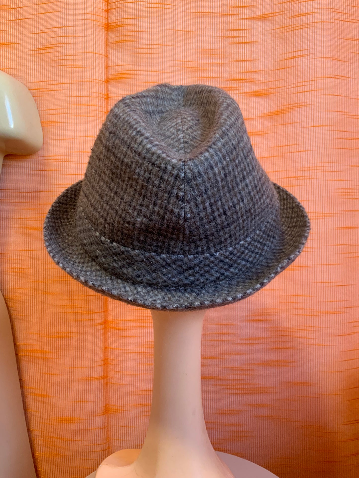 Chapeau à carreaux Laine Vintage 1970 France Imperméabilisé