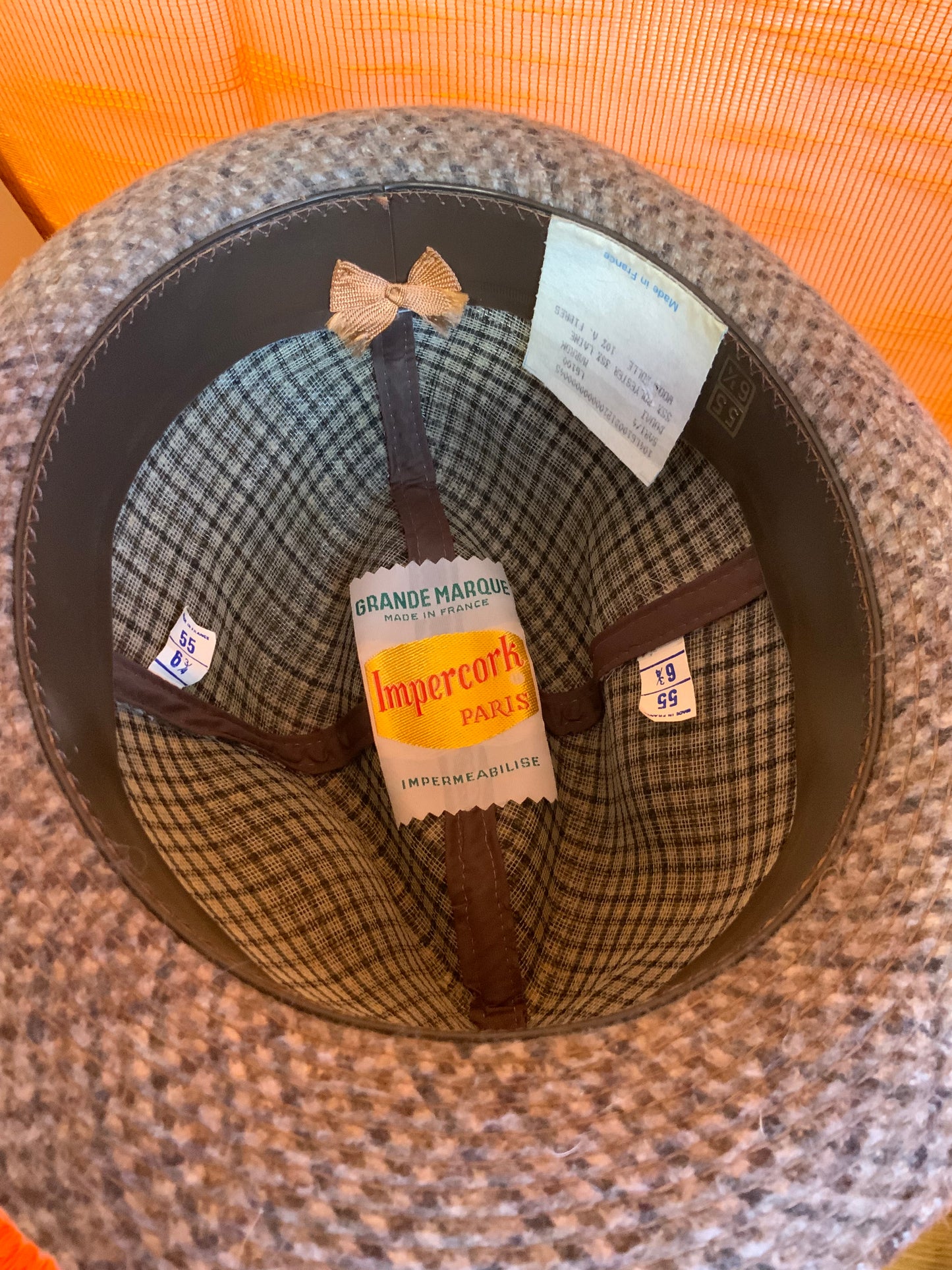 Chapeau à carreaux Laine Vintage 1970 France Imperméabilisé