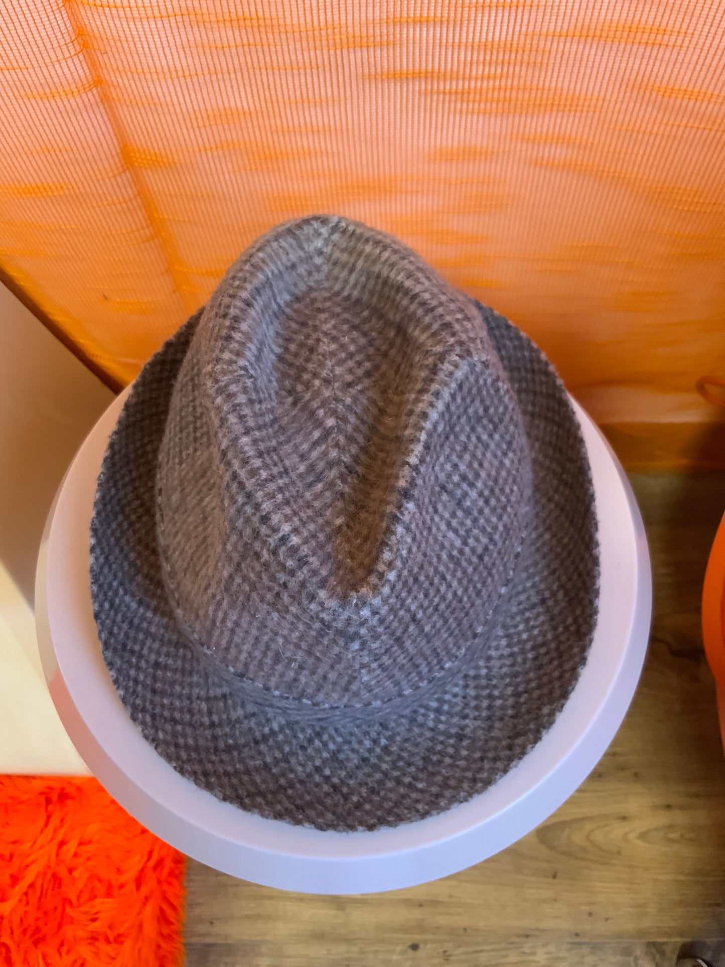 Chapeau à carreaux Laine Vintage 1970 France Imperméabilisé