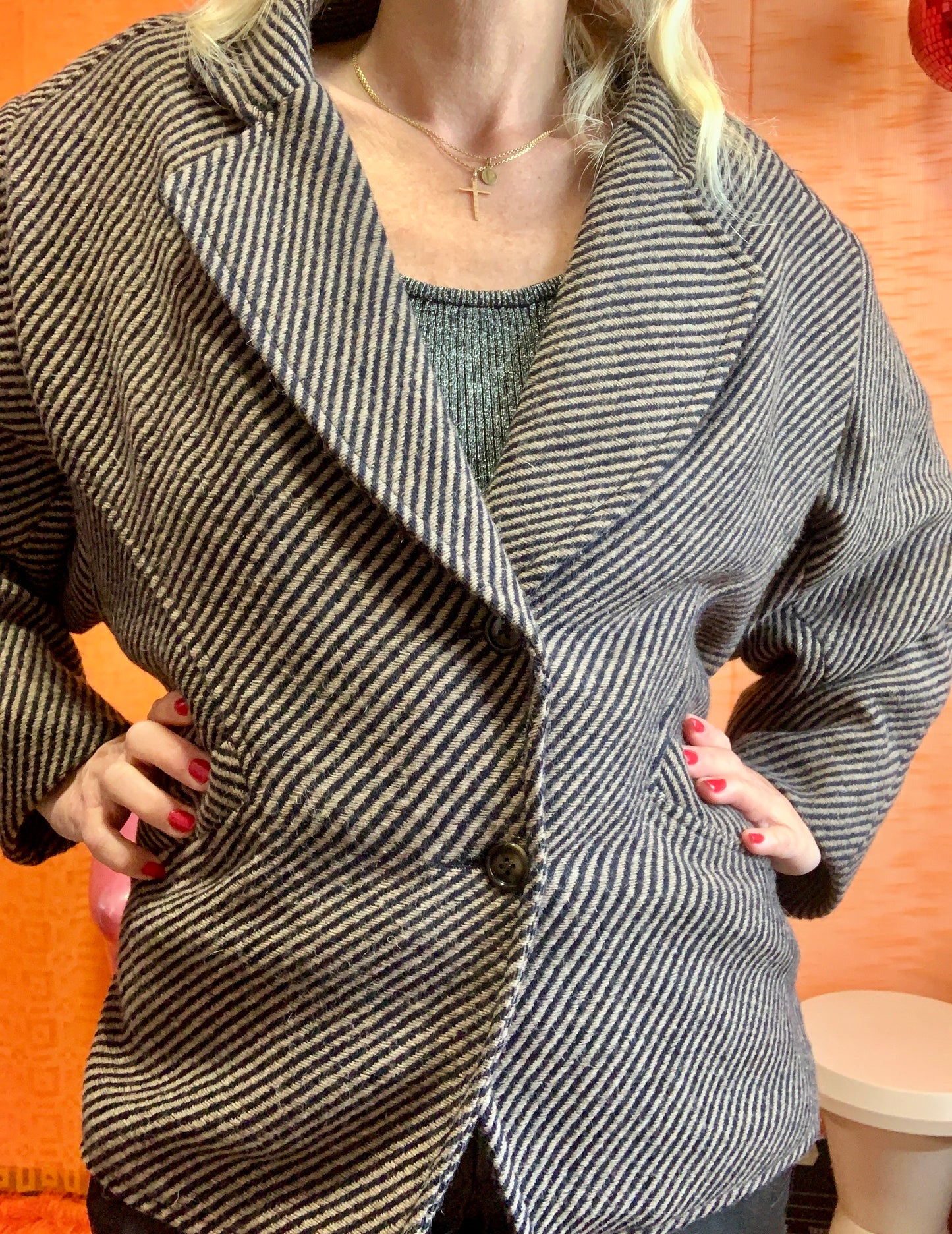 Veste en Laine à Rayures Vintage Made in France Années 80