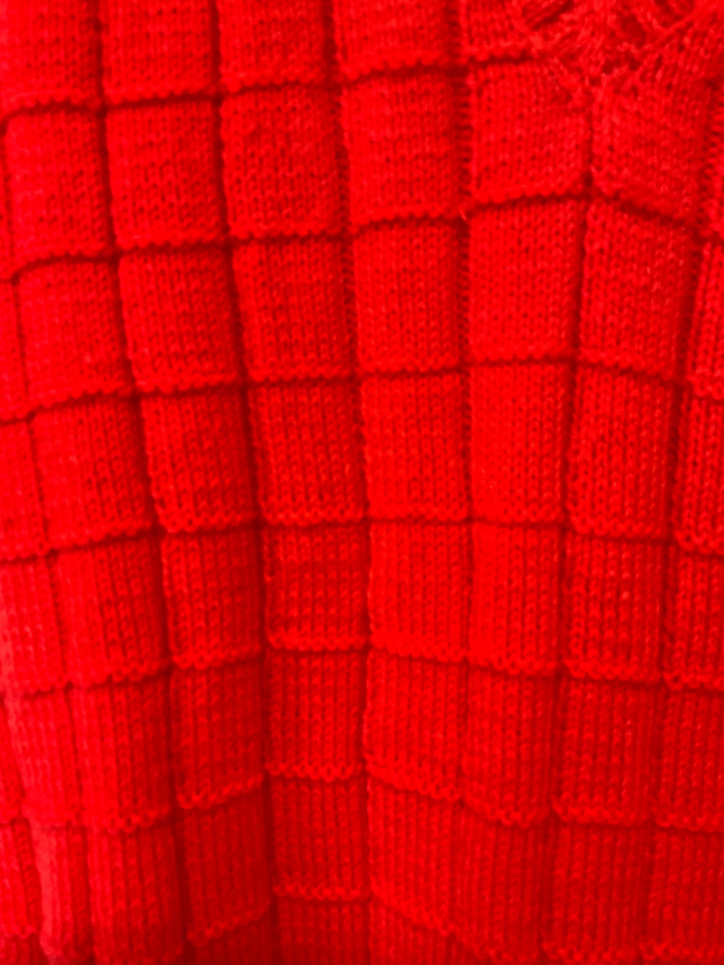 Grand Pull sans manche Orange tricoté Laine carreaux