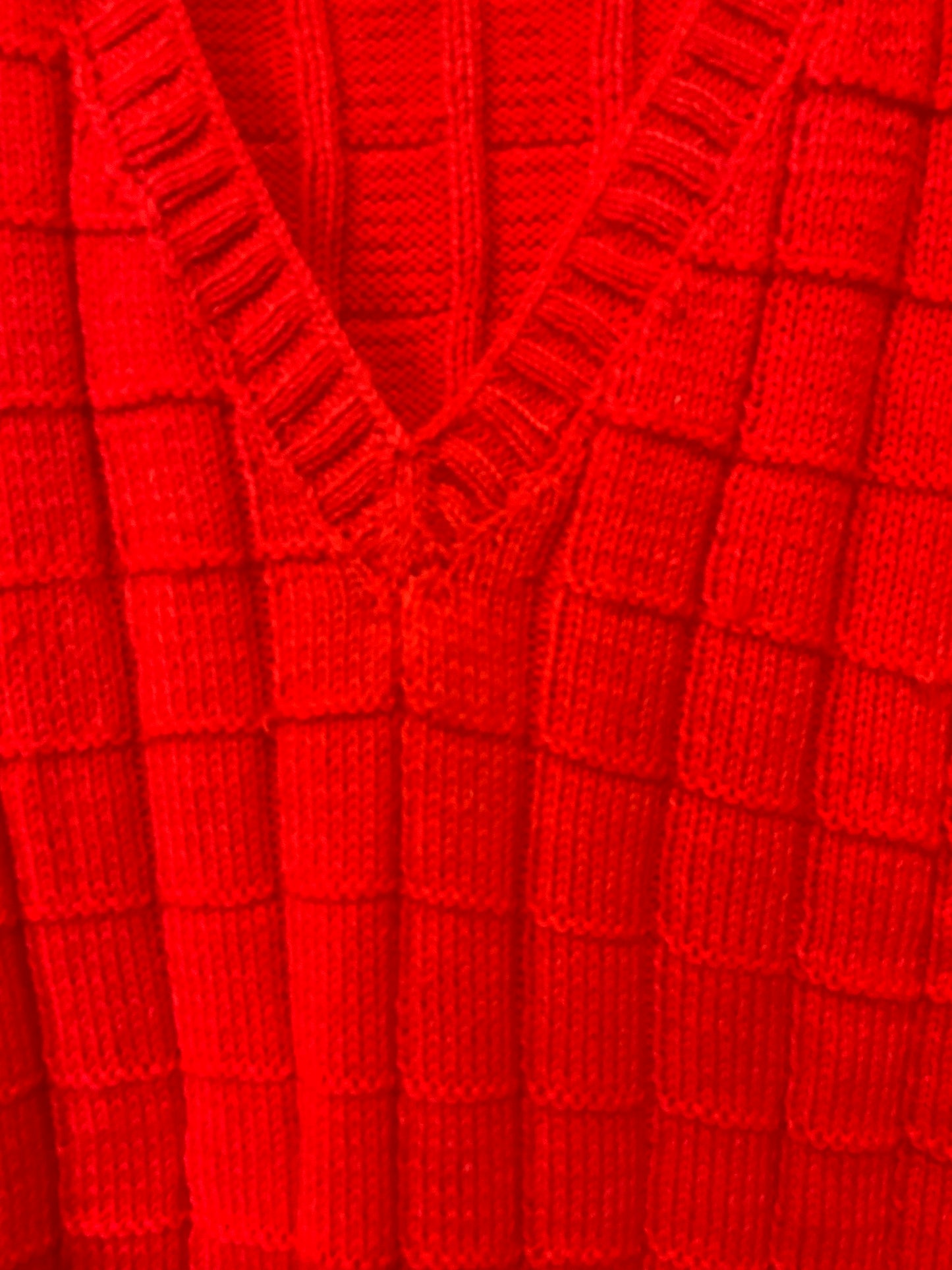 Grand Pull sans manche Orange tricoté Laine carreaux