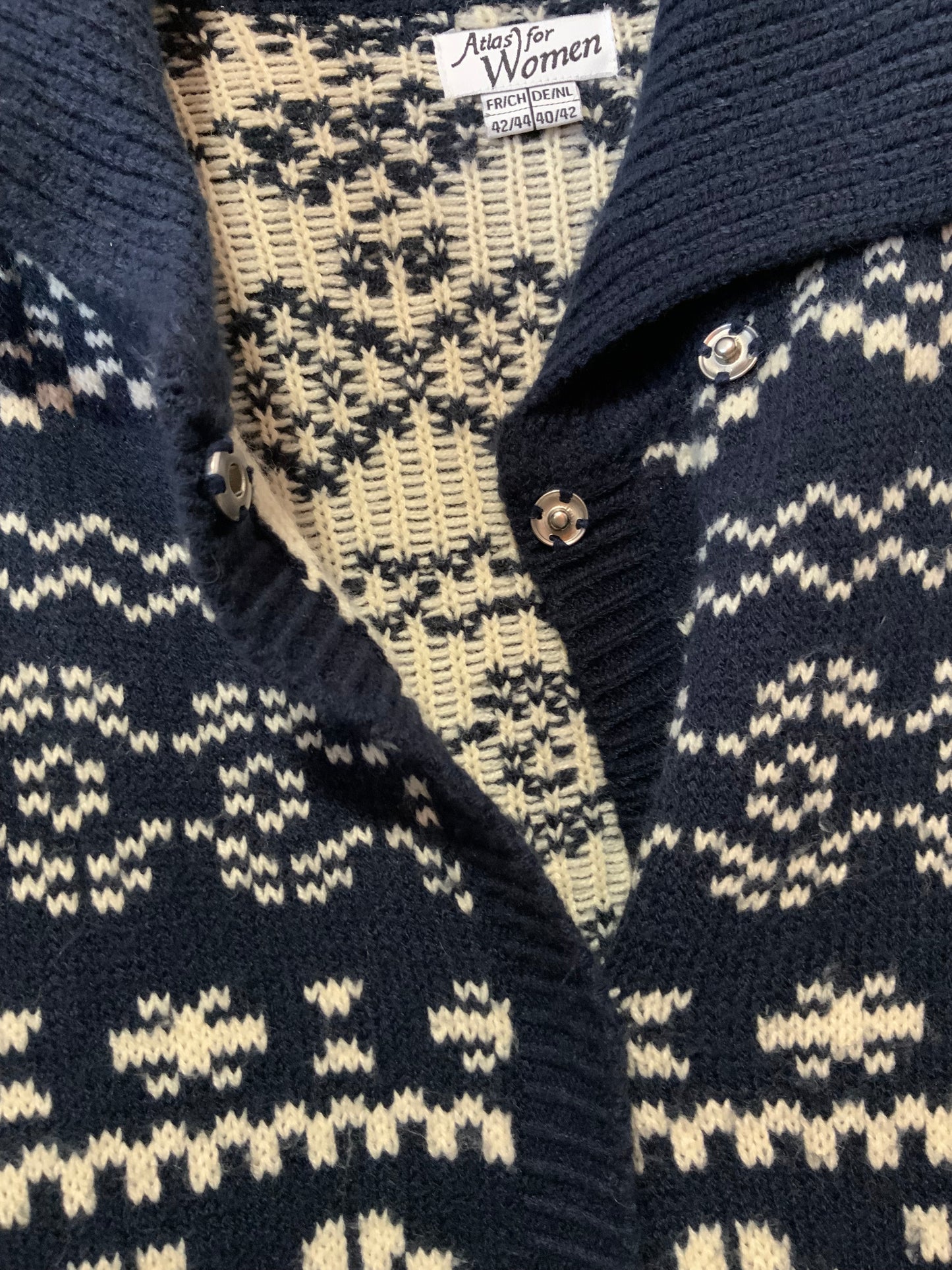 Gros et Long Gilet Laine motifs étoiles des neiges Vintage