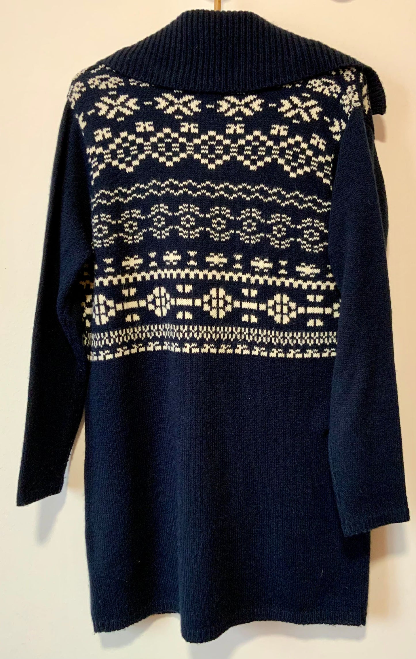 Gros et Long Gilet Laine motifs étoiles des neiges Vintage