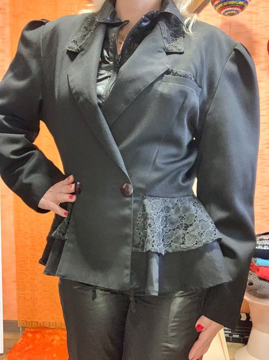 Veste cintrée croisée Epaules volume et dentelle Vintage 1990 Pure Forme
