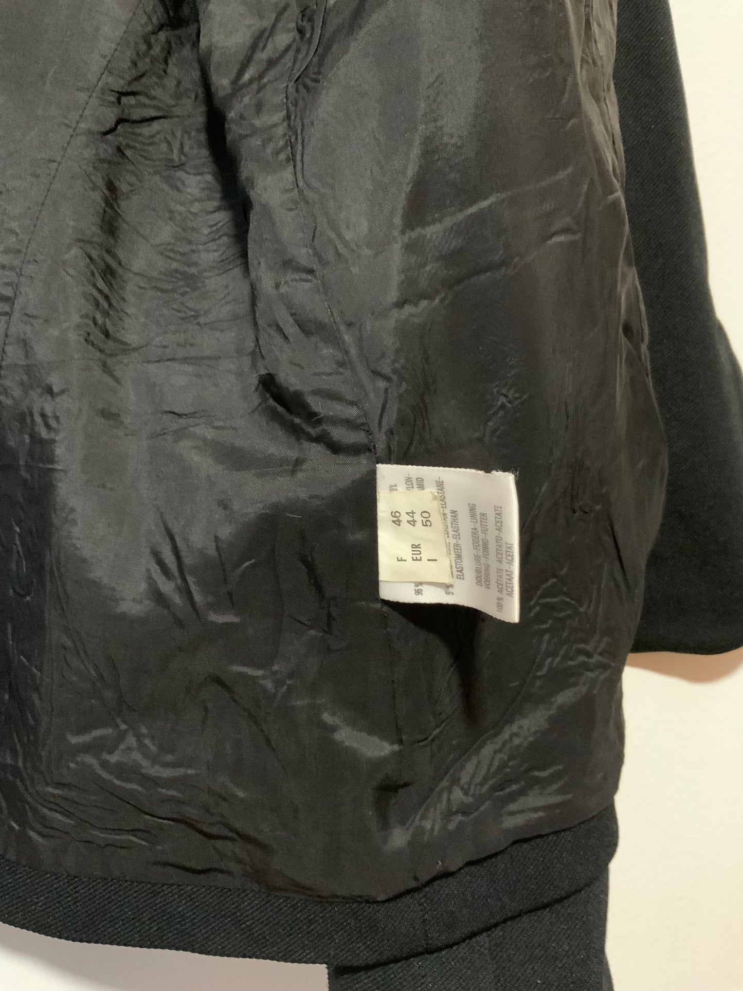 Veste Blazer noir Boutons  plats métal et Col léopard fourrure synthétique