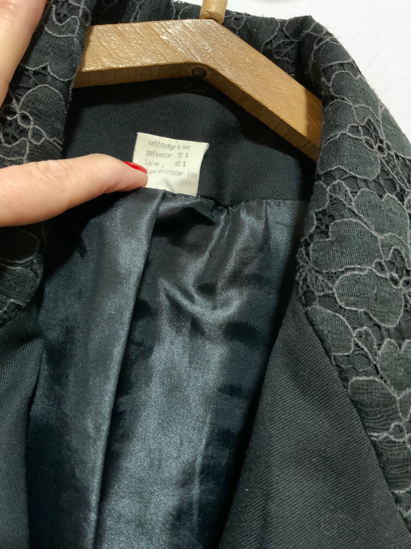 Veste cintrée croisée Epaules volume et dentelle Vintage 1990 Pure Forme