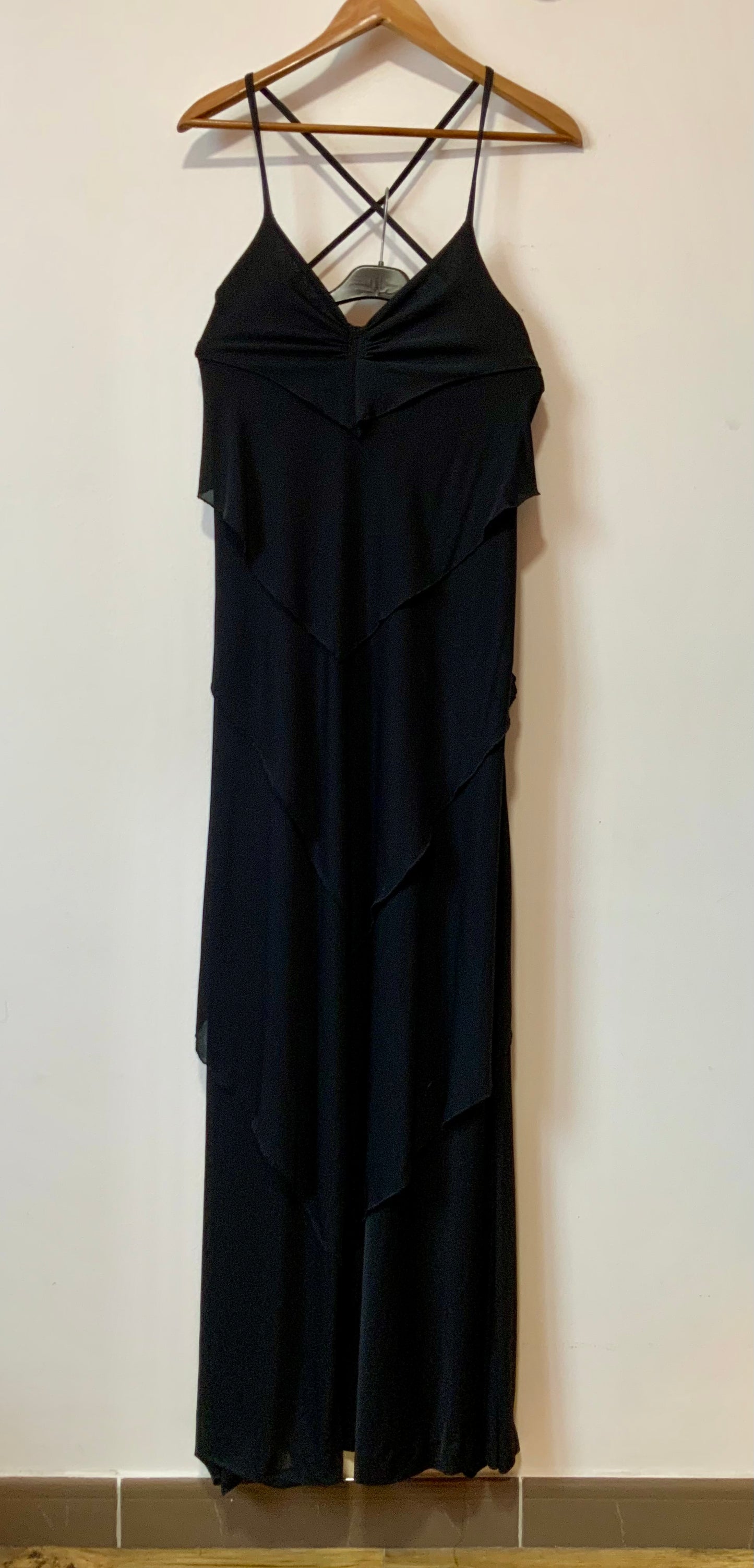 Authentique grande robe de soirée, fêtes 1970 avec son Boa Création