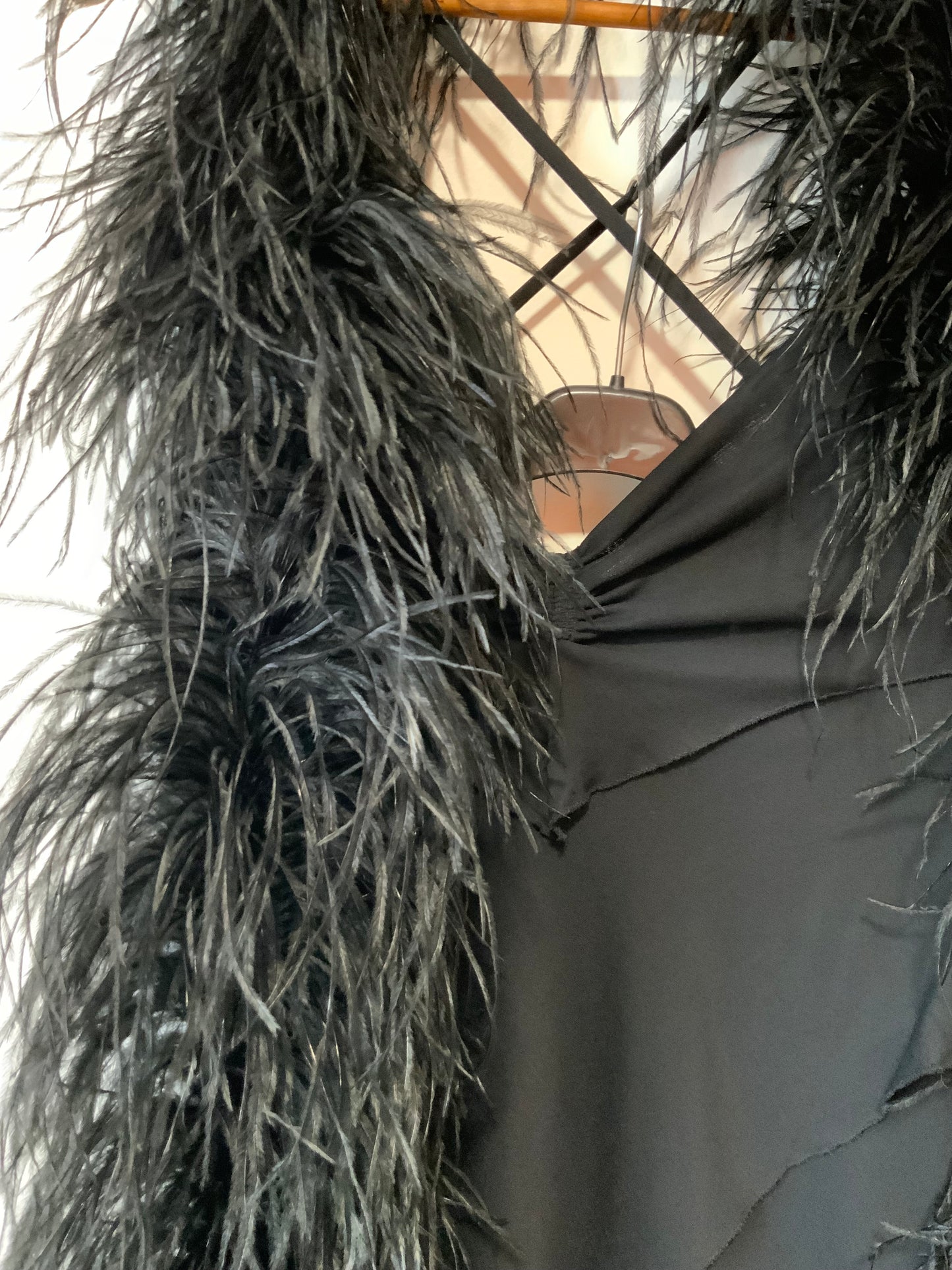 Authentique grande robe de soirée, fêtes 1970 avec son Boa Création