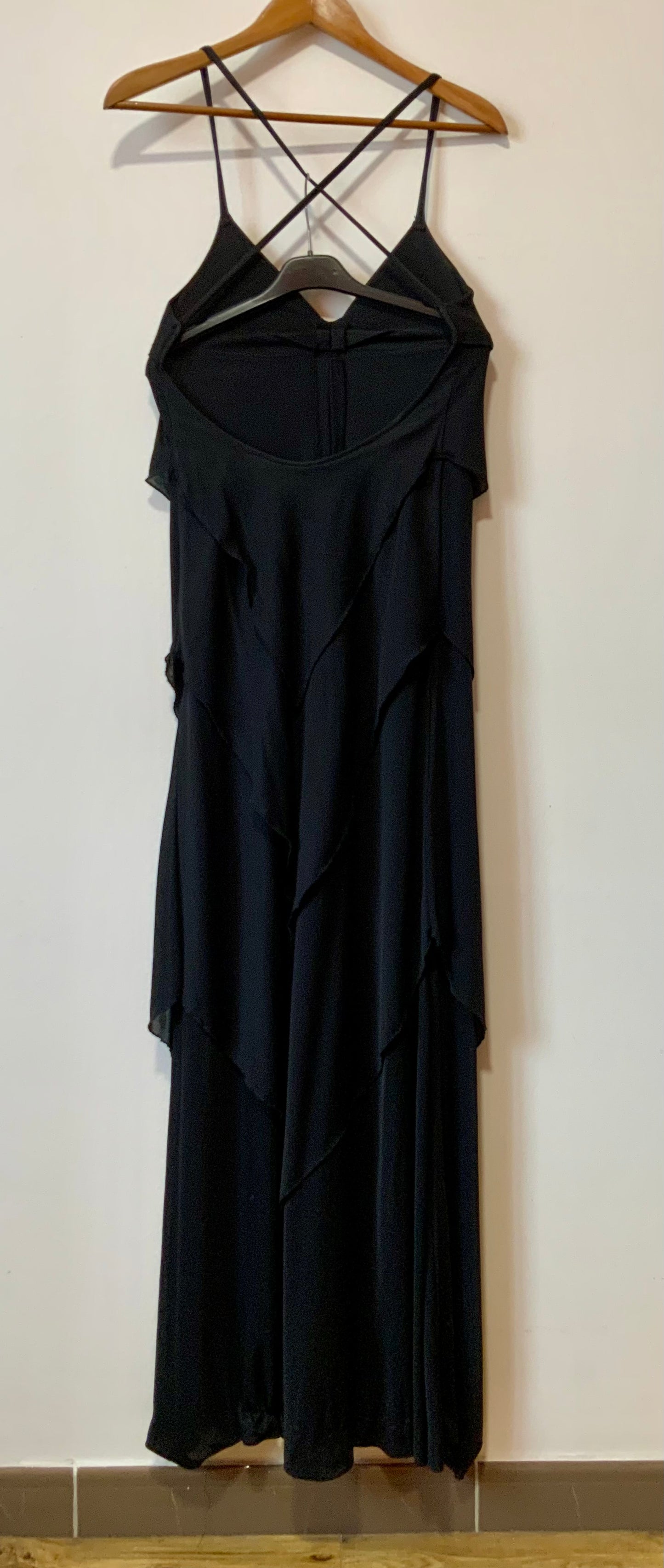 Authentique grande robe de soirée, fêtes 1970 avec son Boa Création