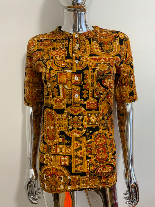 Top Motifs Merveilleux Tons oranges Vintage 1970 Made in France