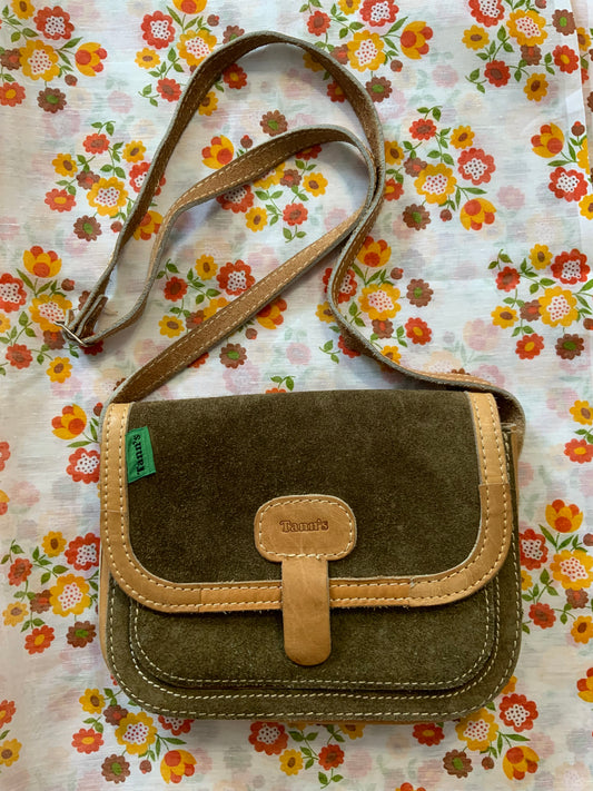 Sac à main Bandoulière Le Tann’s Daim Kaki Iconique 1980