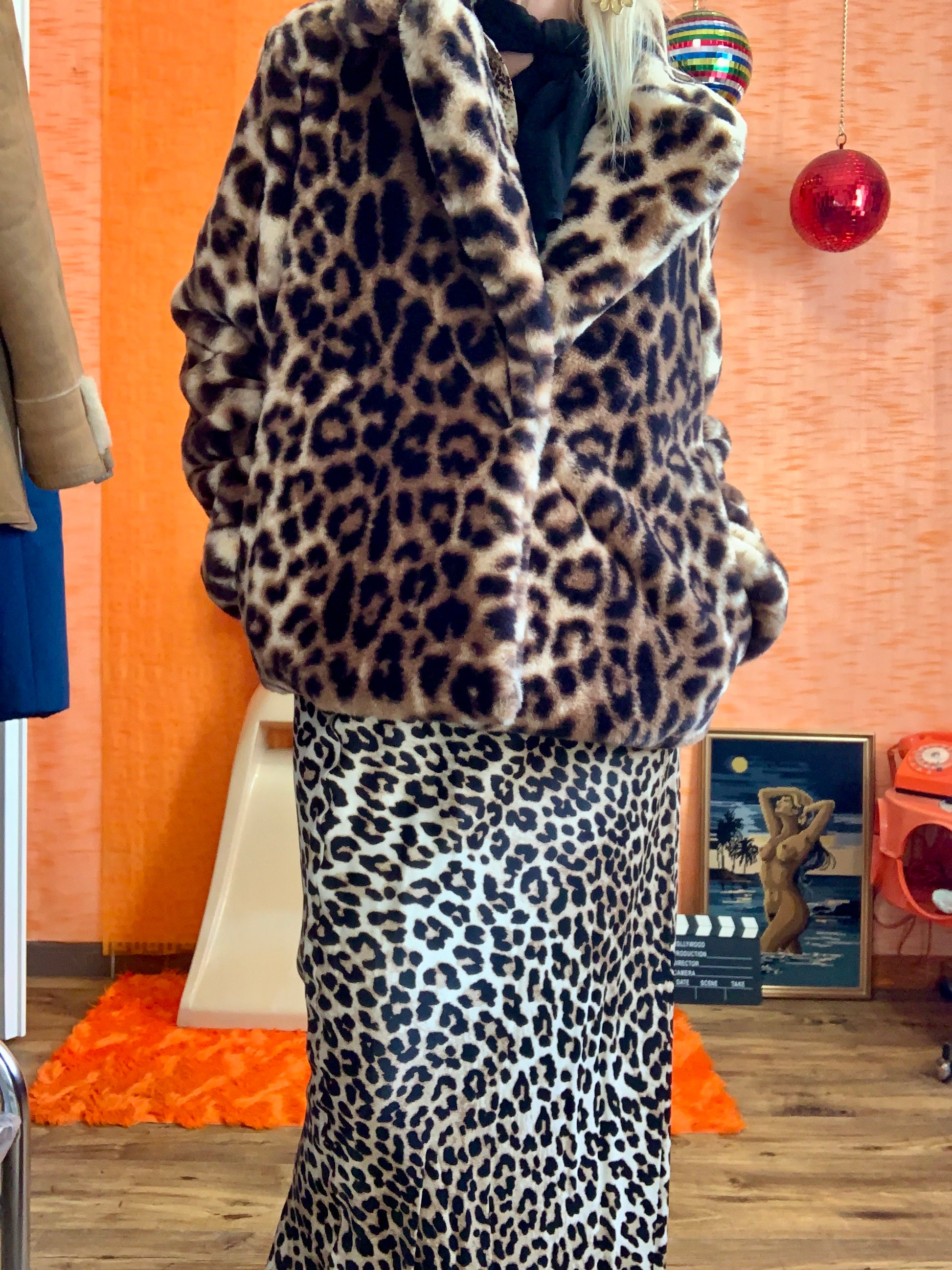 Fourrure Leopard Manteau Court En Fausse Fourrure Manteau Fausse