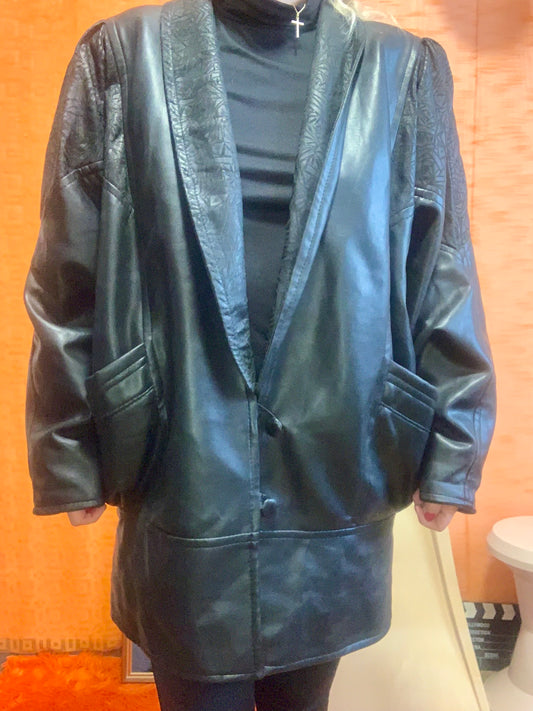 Veste en cuir 3/4 1980 Vintage Volume