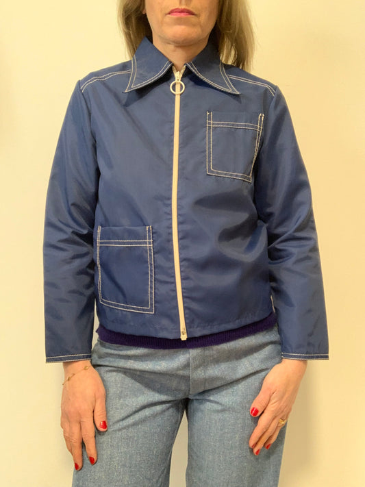 Veste Courte Nylon Vintage France 1970 Pelle à tartes