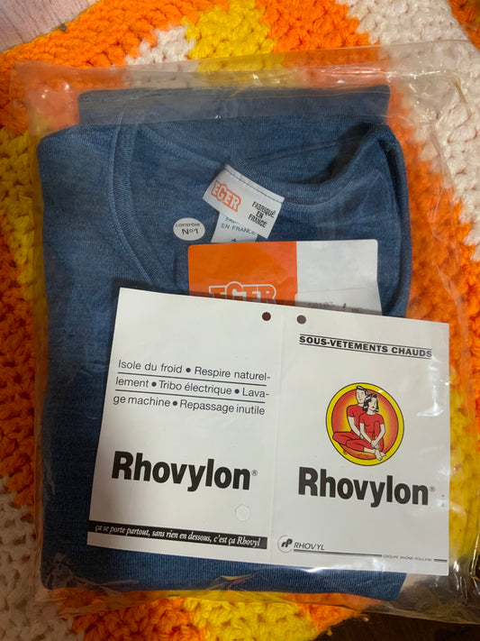 T shirt Thermolactyl bleu Neuf France 1980 Vintage Qualité