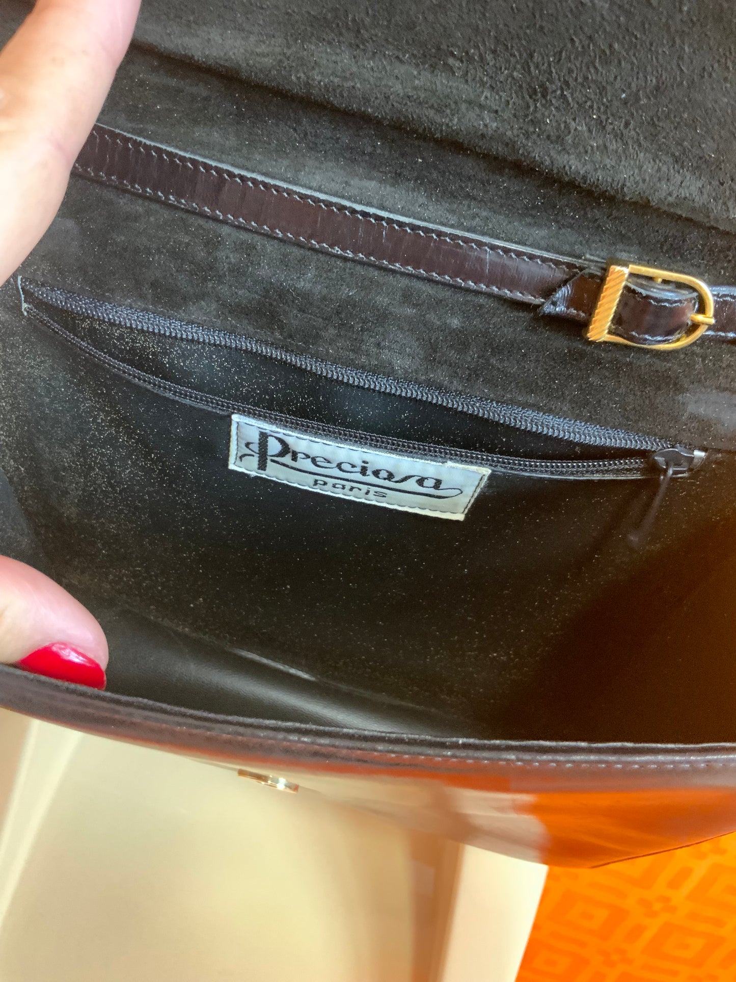 Sac à main en cuir noir Vintage France Luxe Preciosa