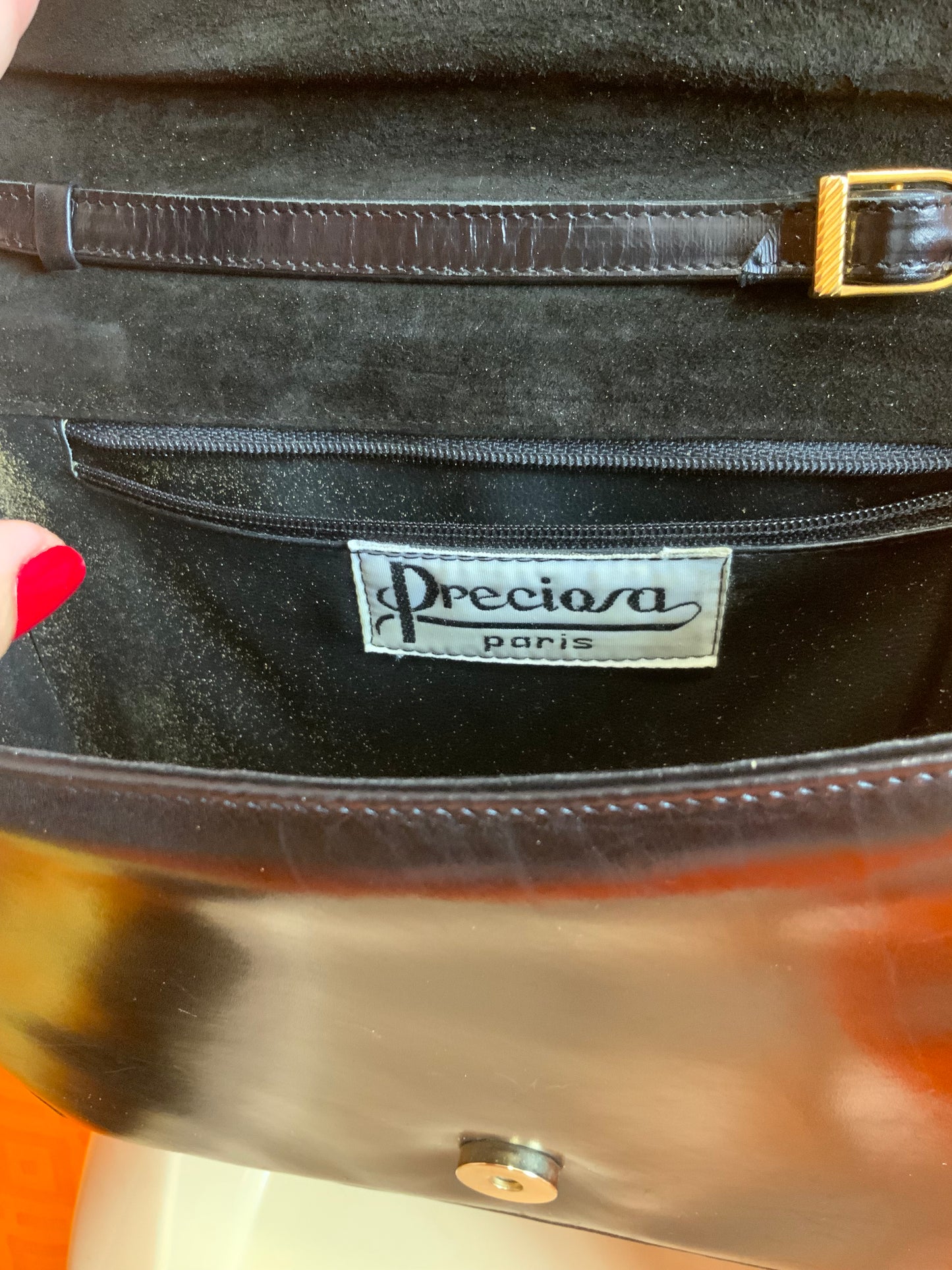 Sac à main en cuir noir Vintage France Luxe Preciosa