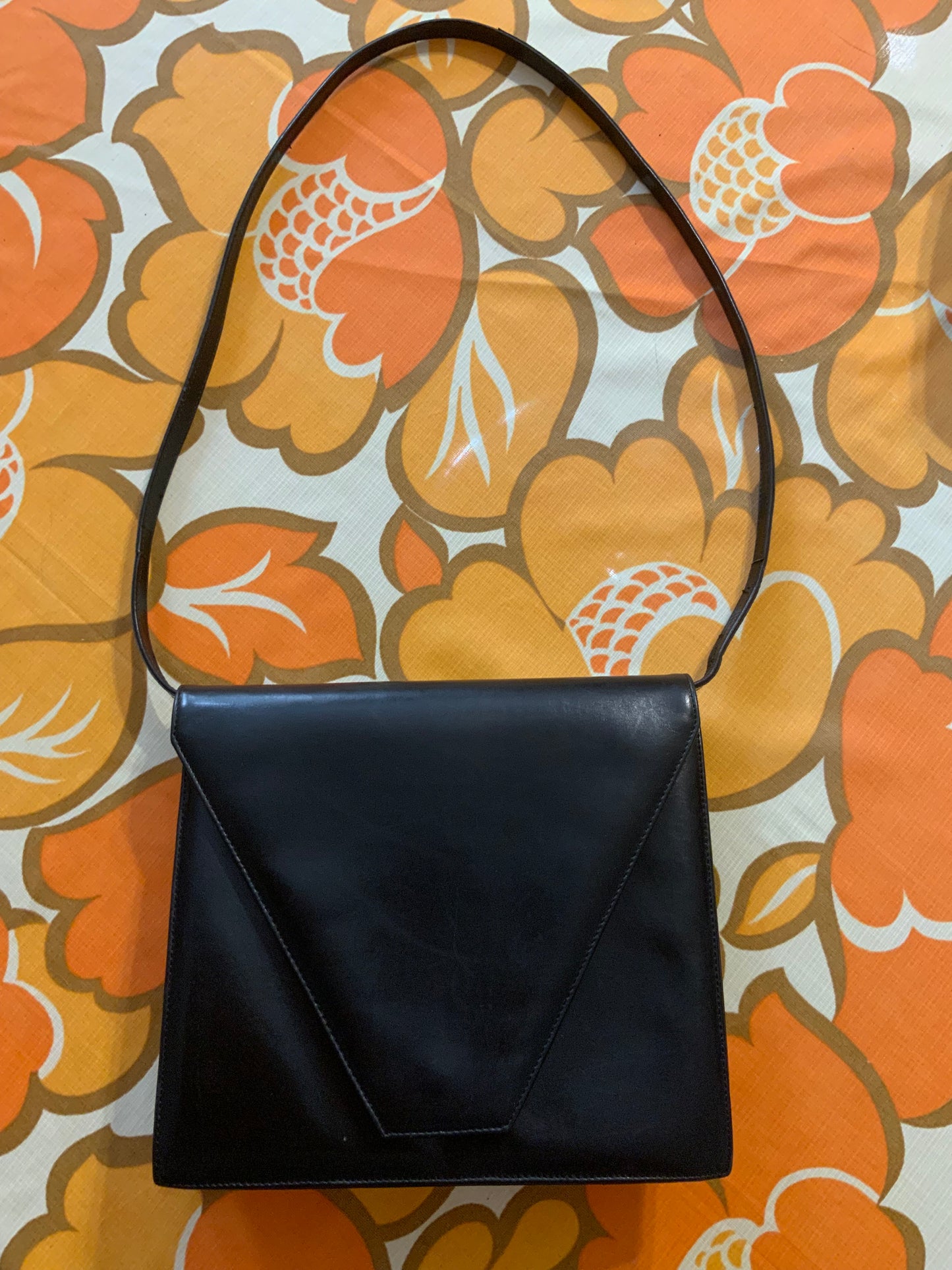 Sac à main en cuir noir Vintage France Luxe Preciosa