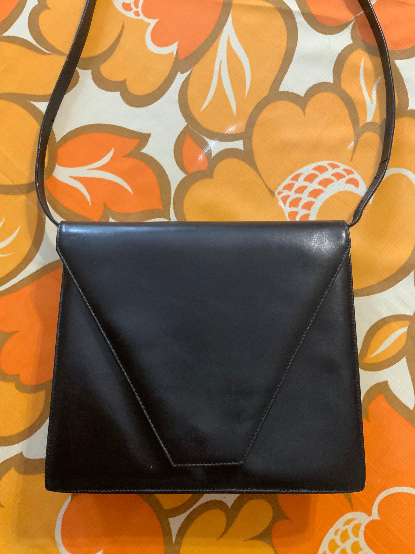 Sac à main en cuir noir Vintage France Luxe Preciosa