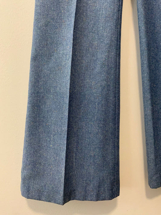 Pantalon Flare Pattes d’éléphant Bleu Deadstock 1970 Vintage