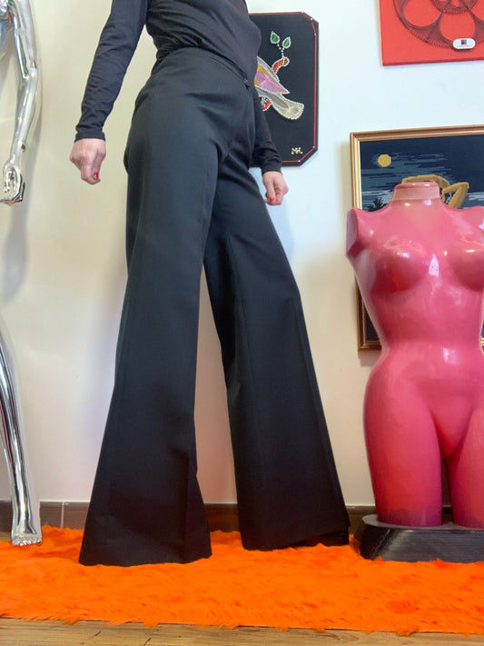 Pantalon Pattes d’éléphant Coupe sublime Noir Vintage 1970 France