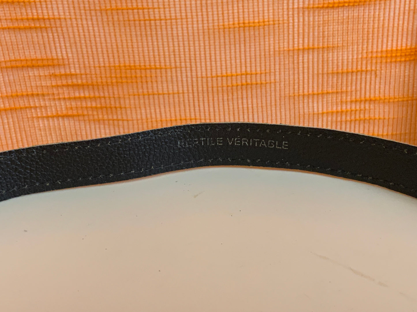 Ceinture cuir de reptile véritable Vintage Verte et métal argenté
