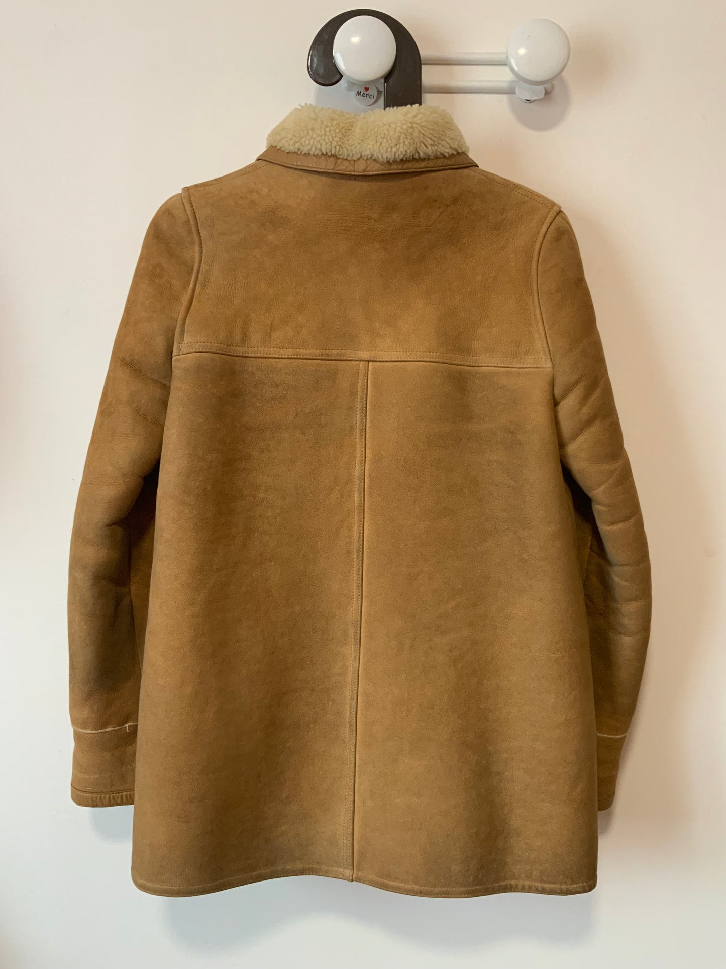 Superbe peau lainée peau retournée cuir daim beige Vintage