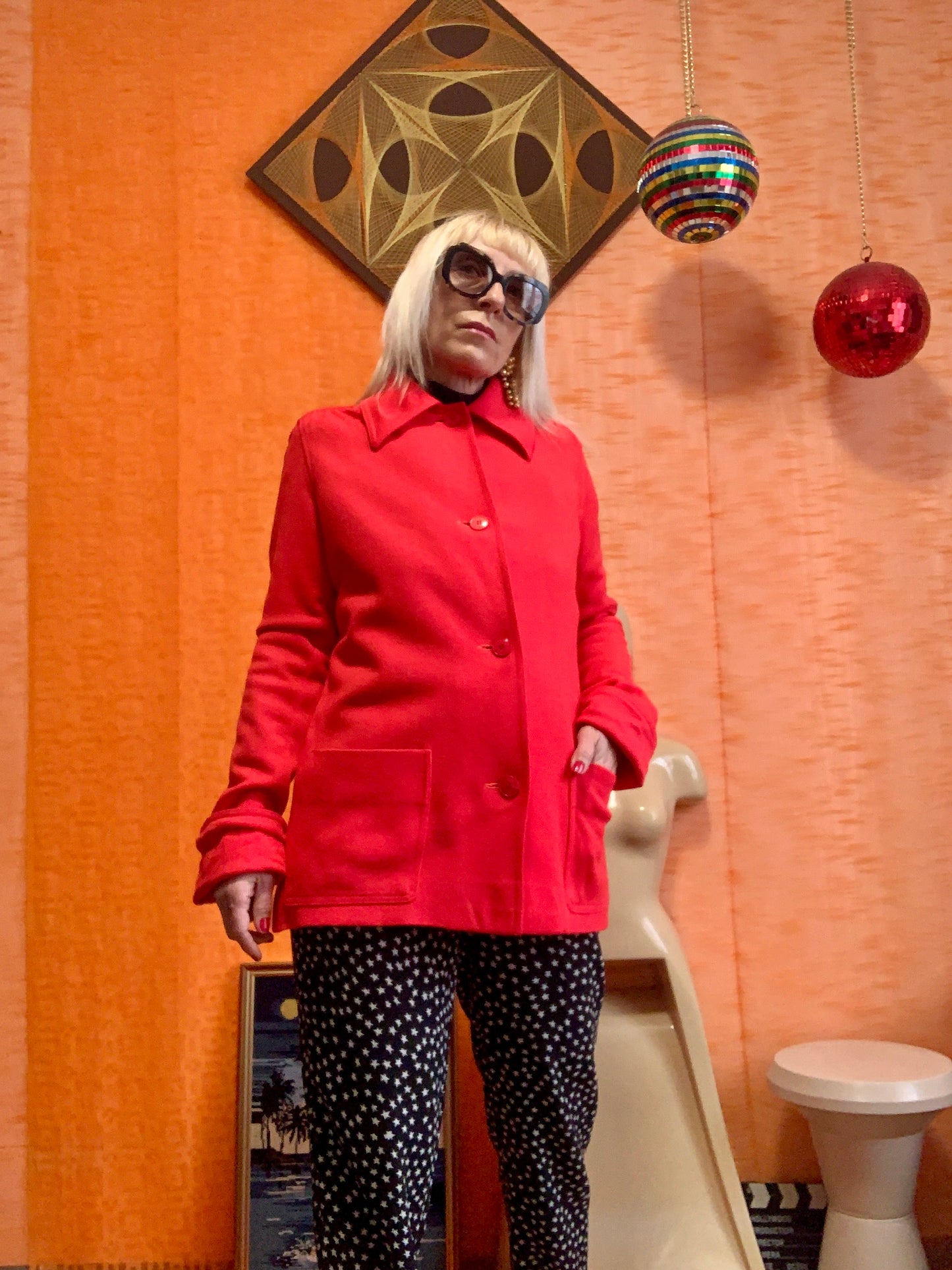 Très belle Veste Rouge Confection Main Vintage 1970