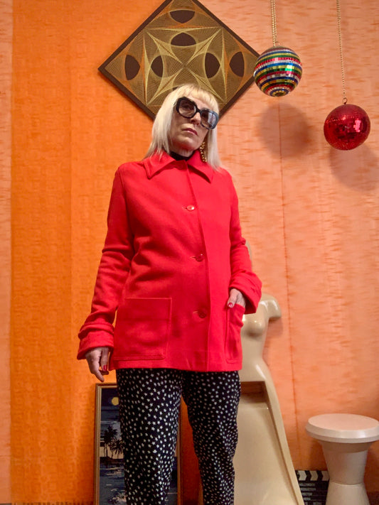 Très belle Veste Rouge Confection Main Vintage 1970