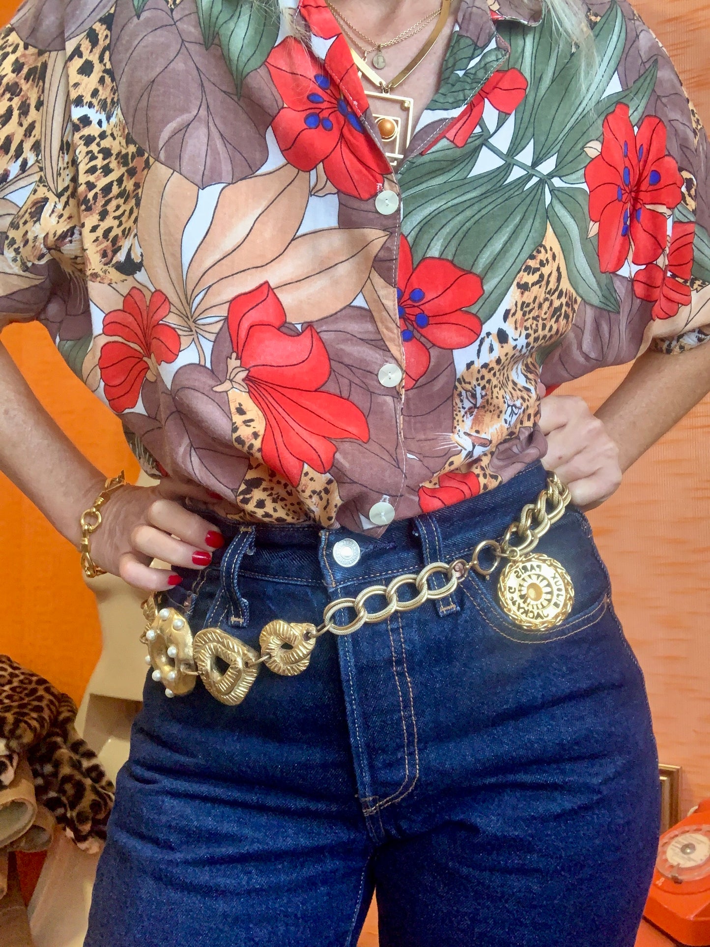 Magnifique Ceinture Chaîne / Collier Vintage 90 de chez Jacky de G. France Paris