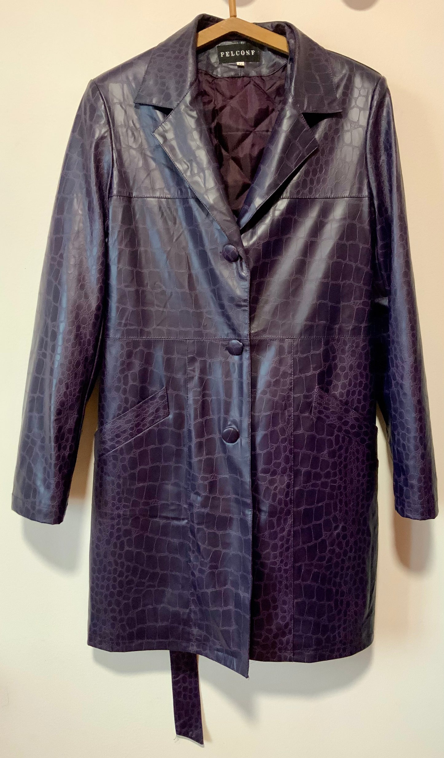 Trench PVC Vintage 1990 Facon croco couleur Aubergine