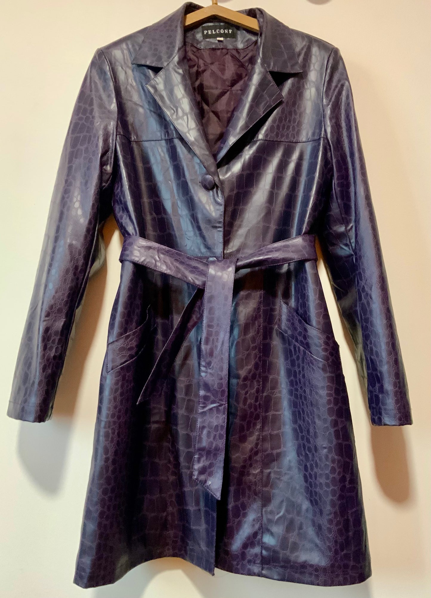 Trench PVC Vintage 1990 Facon croco couleur Aubergine