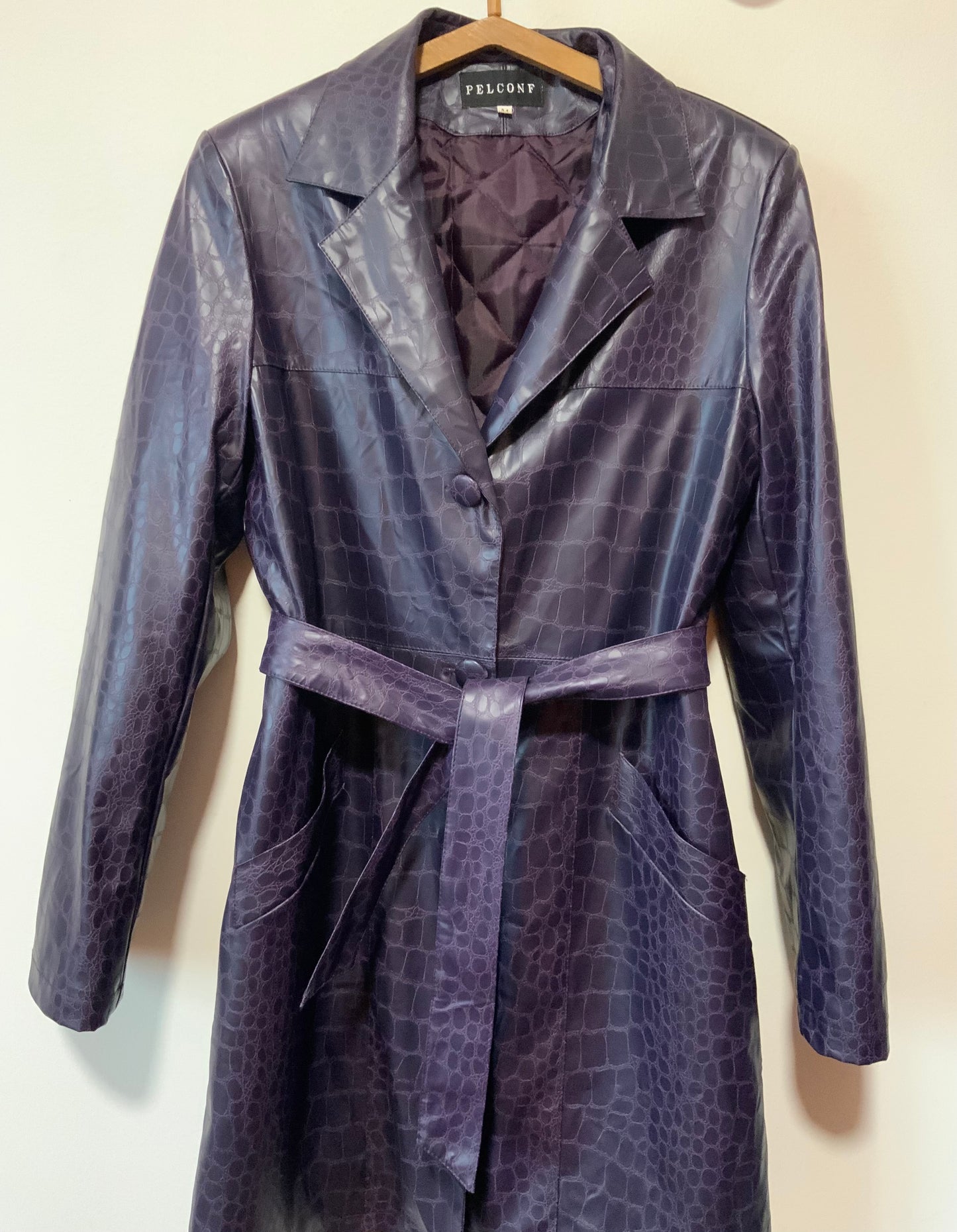 Trench PVC Vintage 1990 Facon croco couleur Aubergine