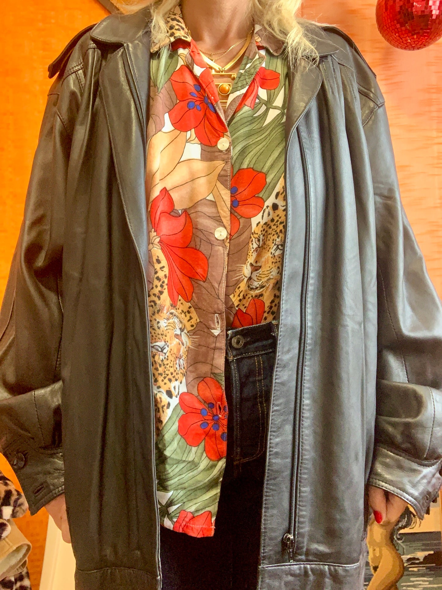 Blouson Cuir Noir Pur Vintage 1980