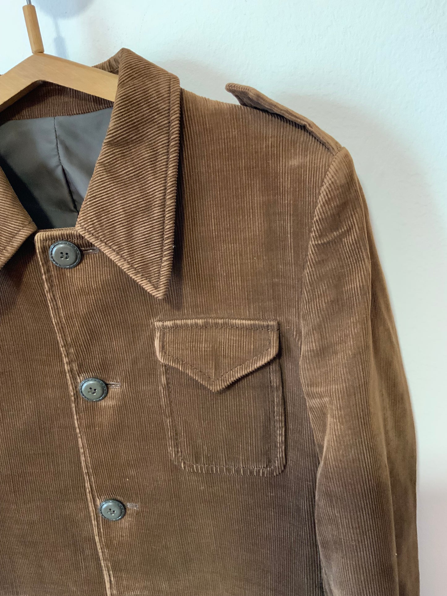 Très belle veste longue en velours côtelé Marron Vintage Authentique