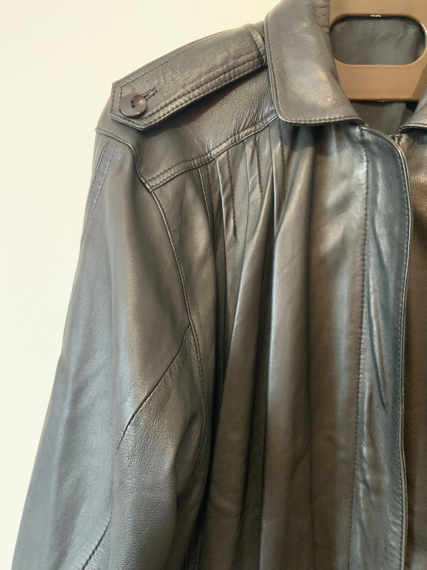 Blouson Cuir Noir Pur Vintage 1980