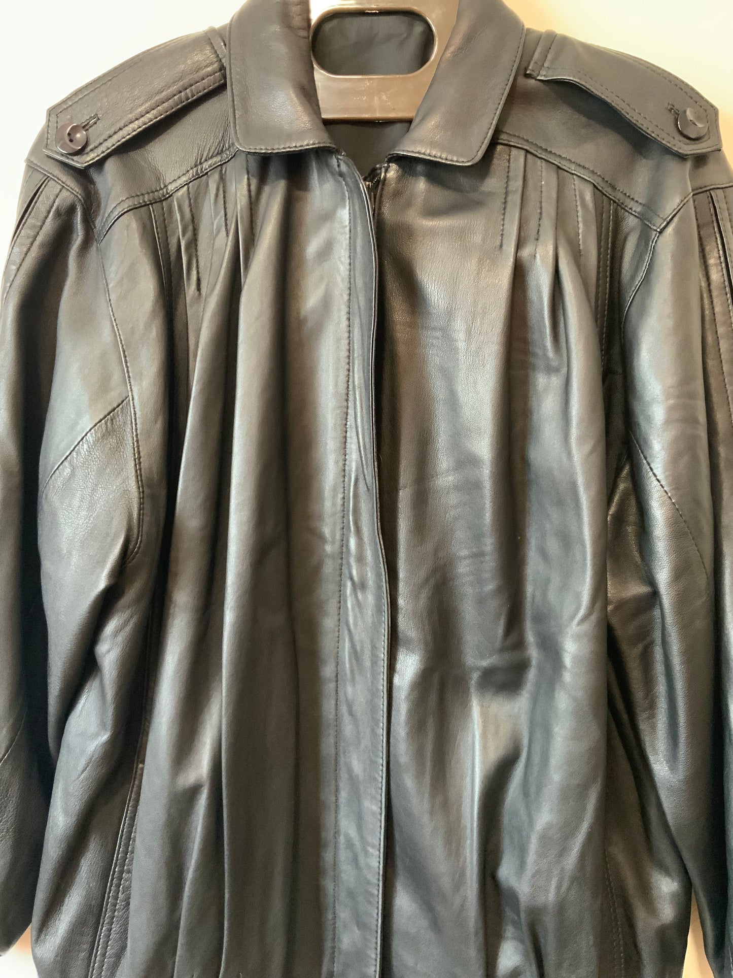 Blouson Cuir Noir Pur Vintage 1980