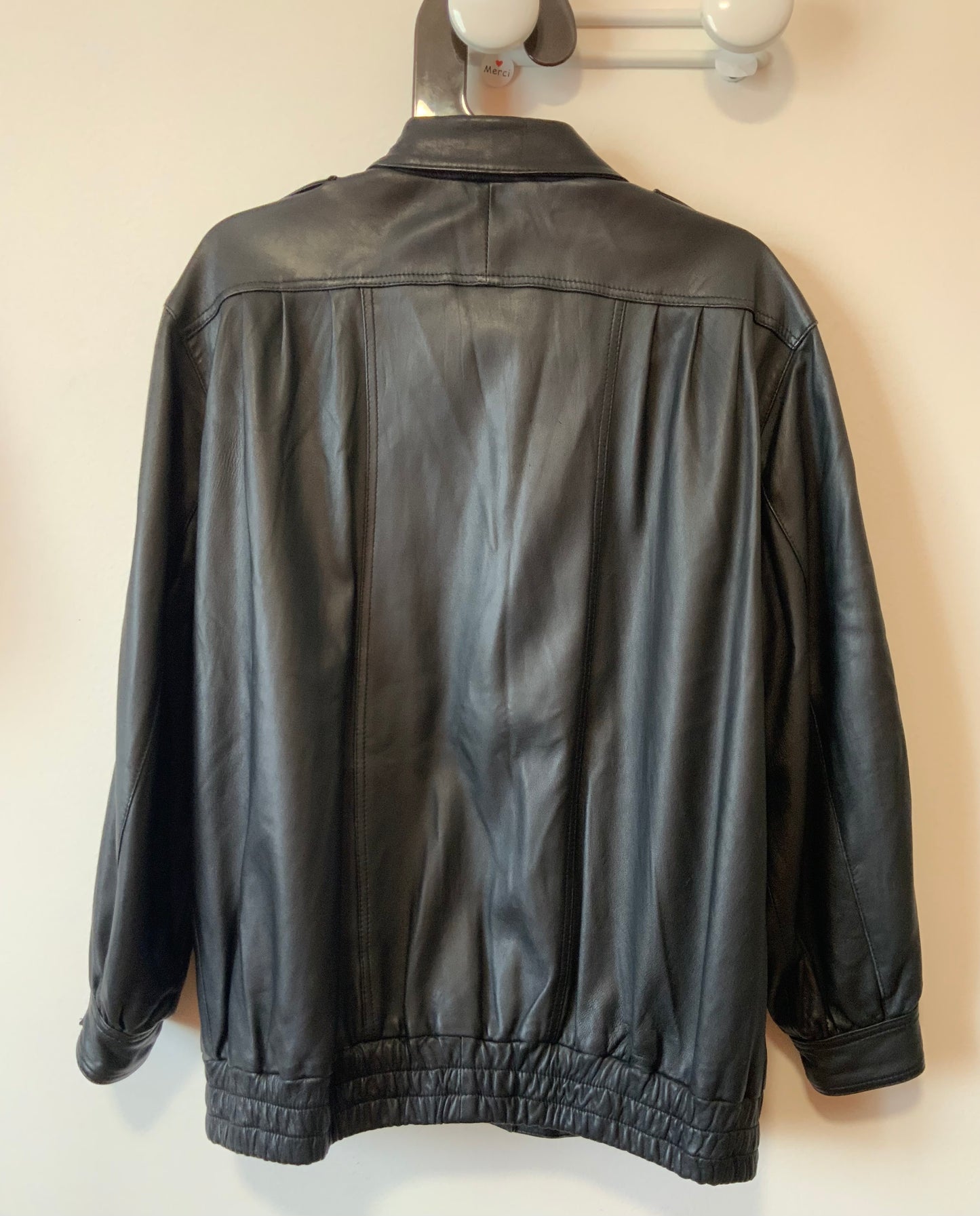 Blouson Cuir Noir Pur Vintage 1980