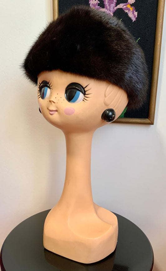Toque chapeau fourrure ancien vintage chic